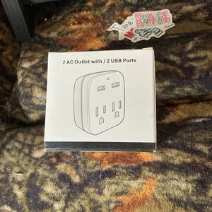 ★ Dual AC Outlet USB Charger Wall Adapter 2 USB Ports Home Office Travel